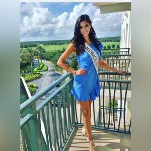 Bardot Elegant Blue Ruffle Hem Dress